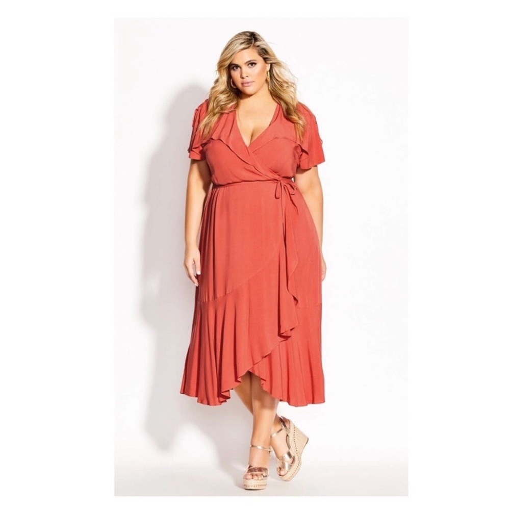 City Chic Fiesta Fun Wrap Midi Dress size 16/M